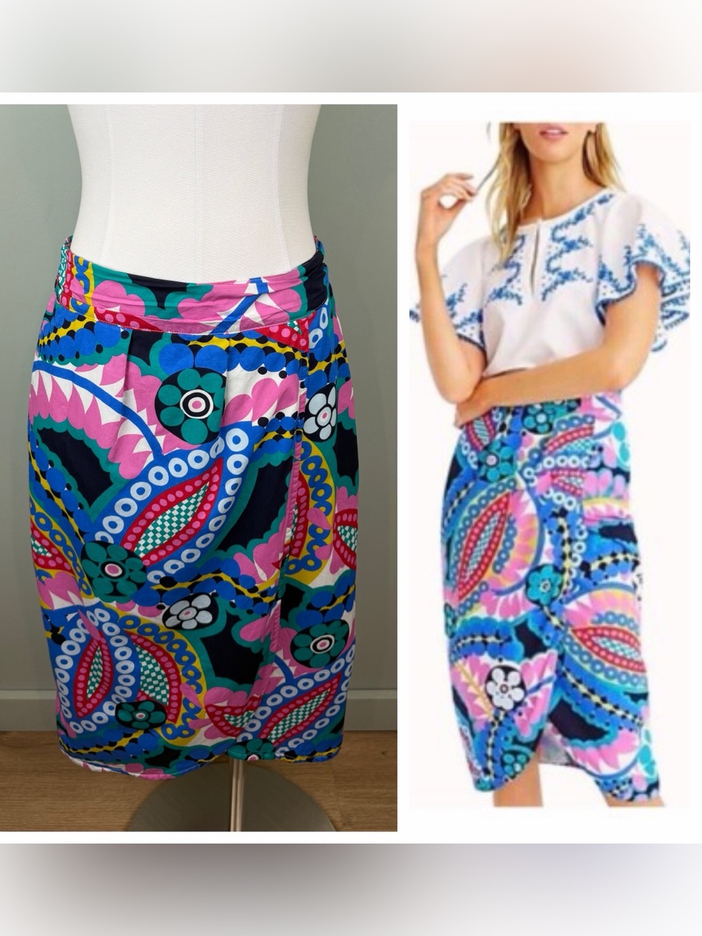 J. Crew Tie-back tulip pencil skirt in colorful Ratti kaleidoscope floral sz 10